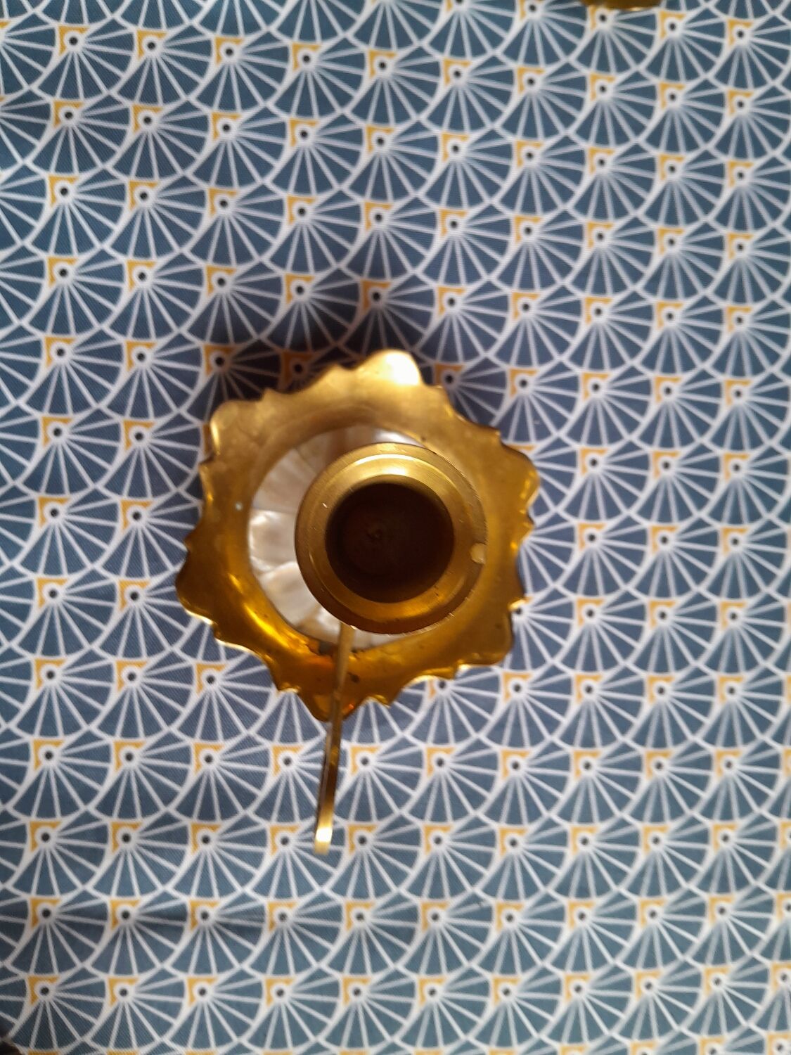 Mother-of-pearl brass candlesticks