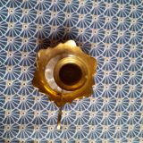 Mother-of-pearl brass candlesticks