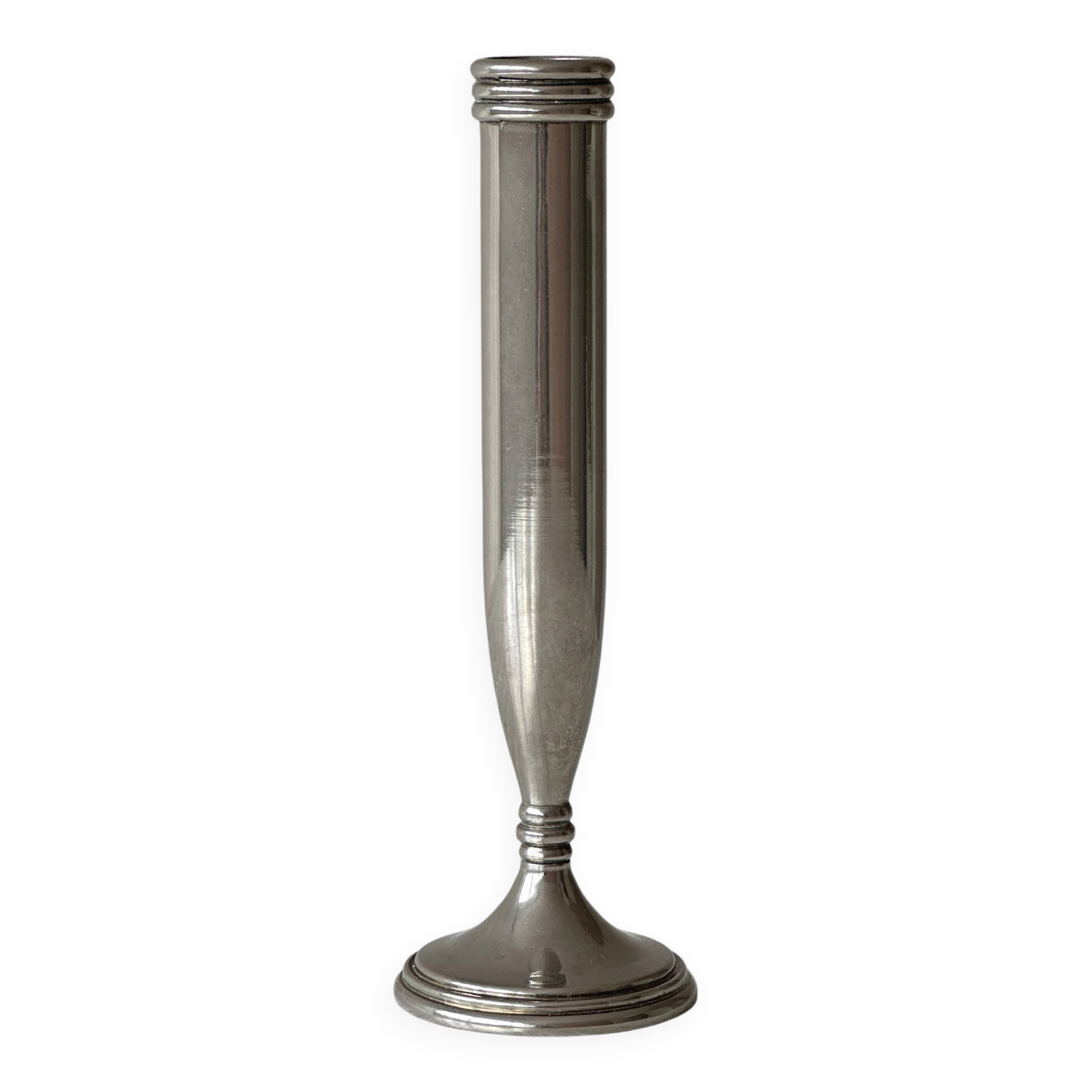 silver-plated single-stem vase