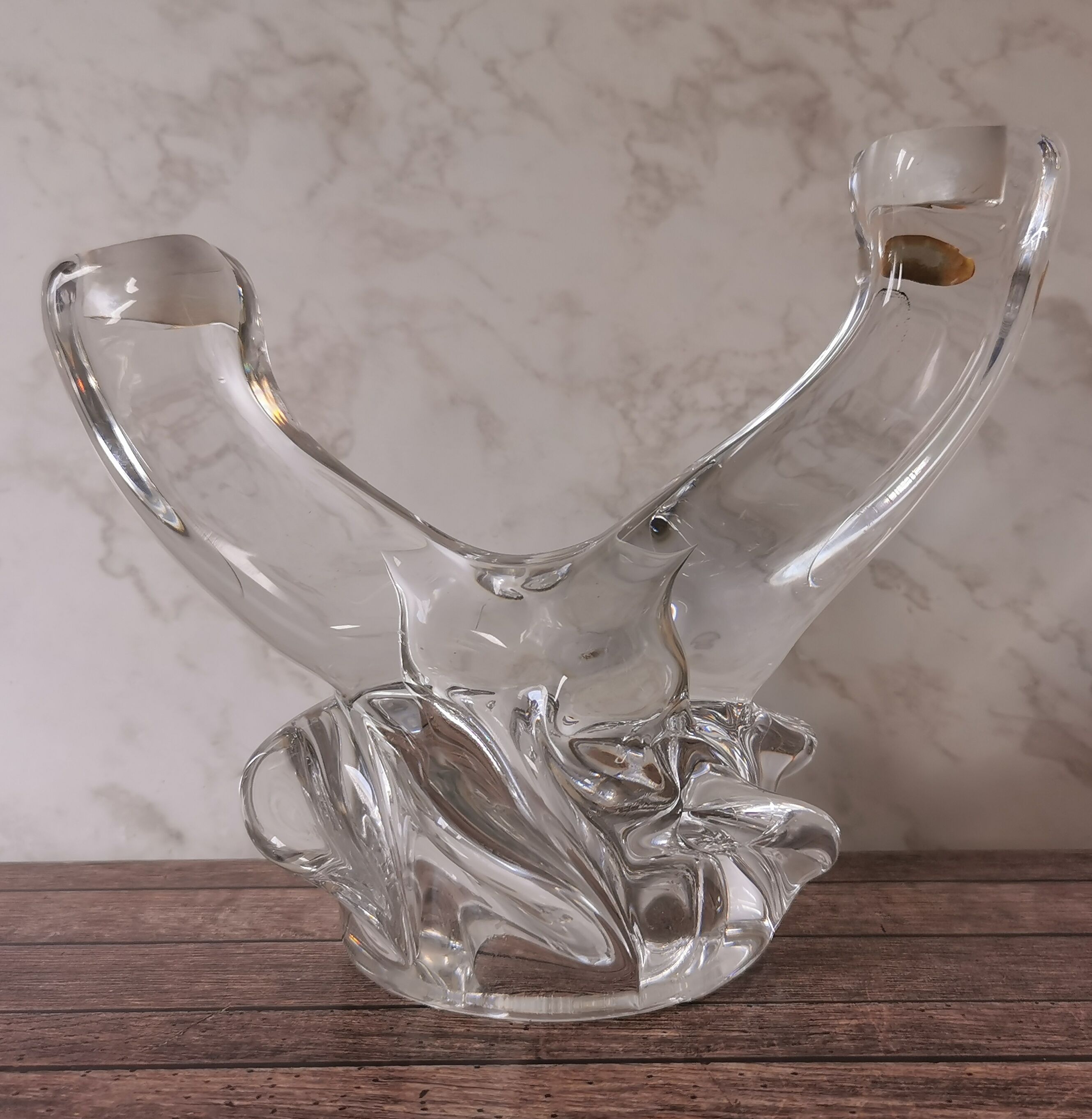 Pair of candle holders two crystal branches