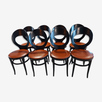 Suite of 8 Chairs of Bistrot Baumann model Vintage Seagull 1972