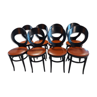 Suite of 8 Chairs of Bistrot Baumann model Vintage Seagull 1972