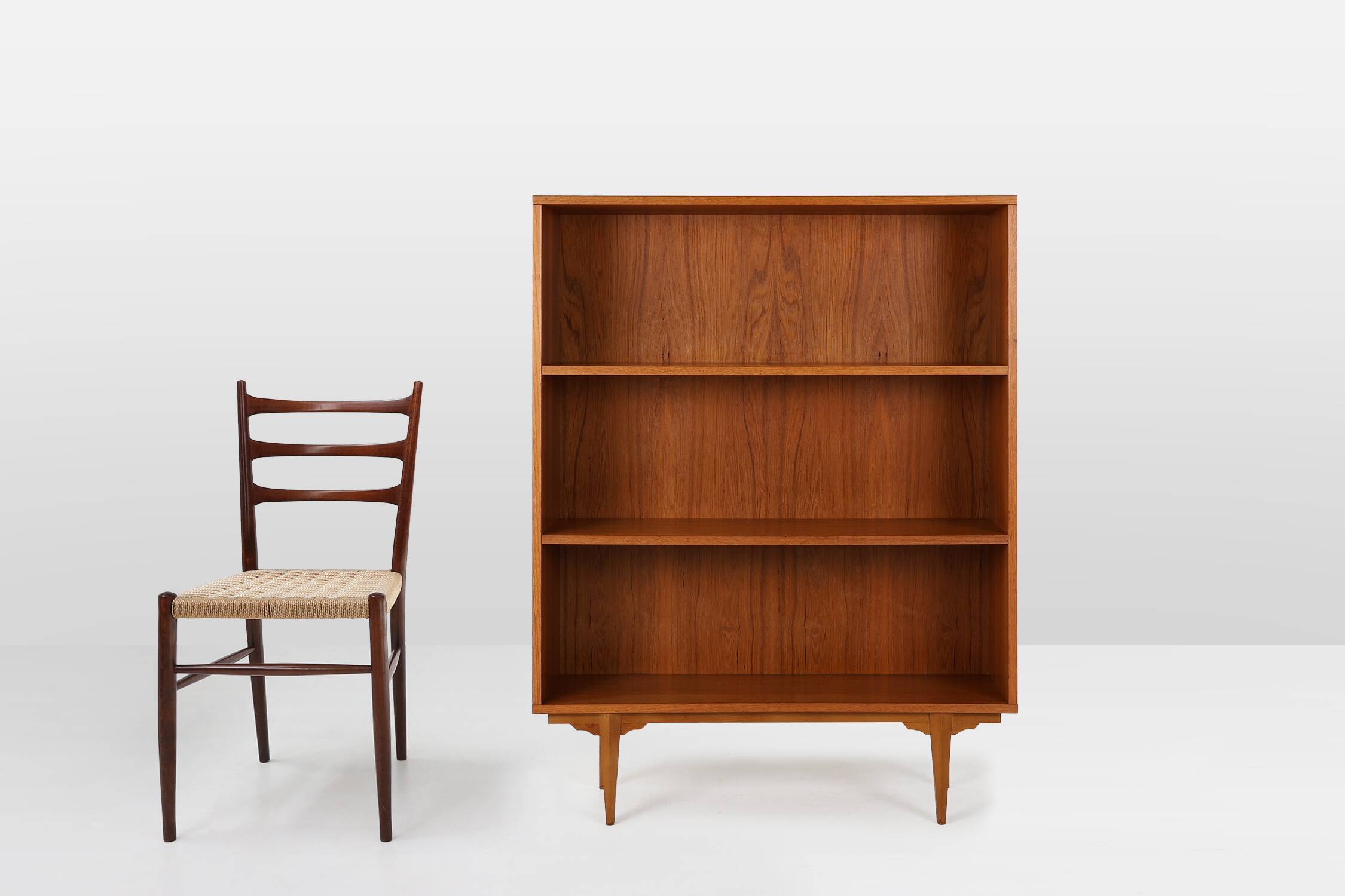French vintage teak bookcase with 2 shelves from the 1960s