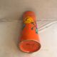 Ancient orange ceramic roll vase drawing flowers made in Italy vintage