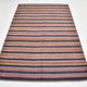 Navy Blue & Terracotta Hand Woven Turkish Striped Kilim Rug, 147x217 Cm