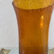 Large amber bubble glass vase from the 60s