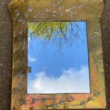 Chinese mirror in gilded brass inspired by Jean Goardère.