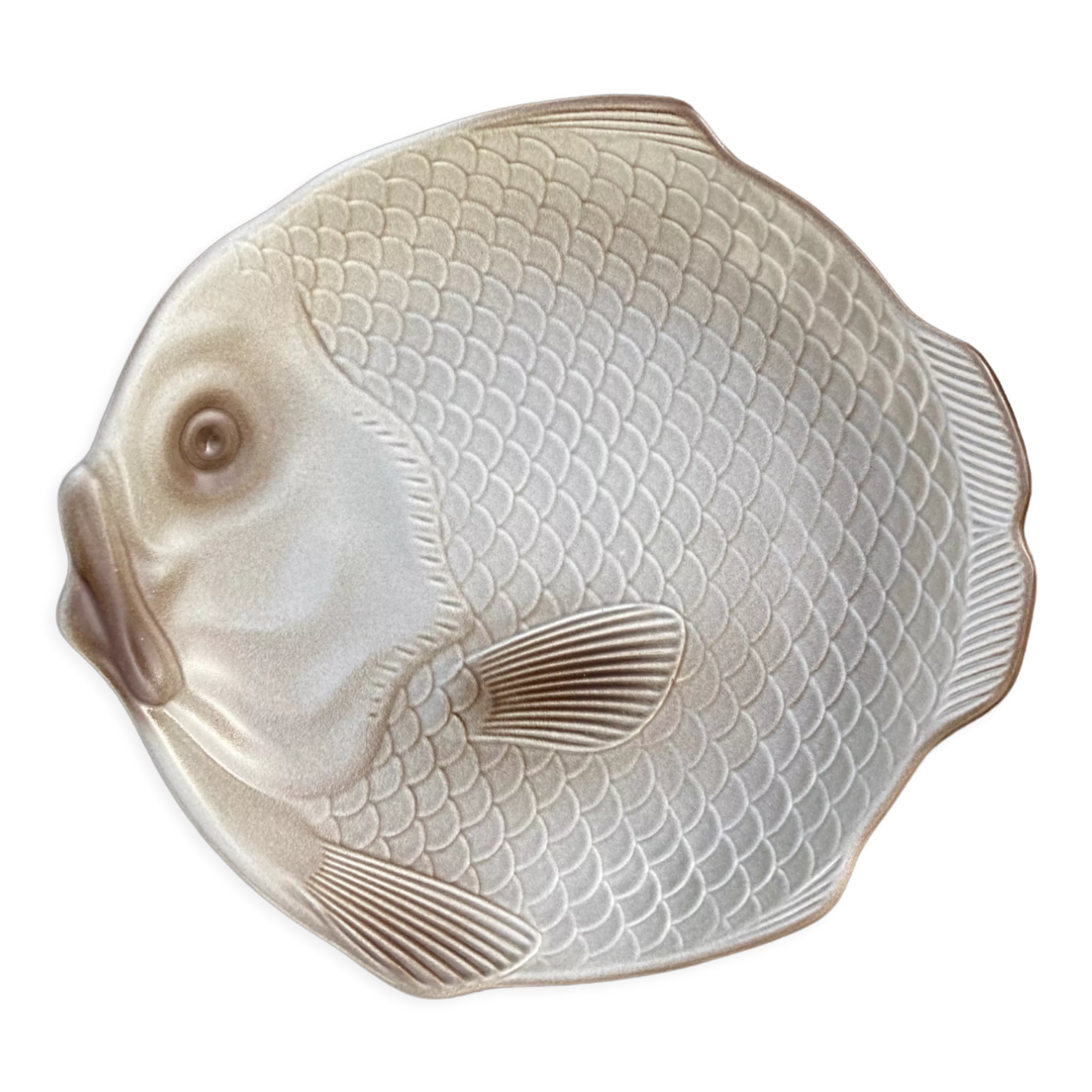 6 flat plates fish in beige ceramic Salins les bains