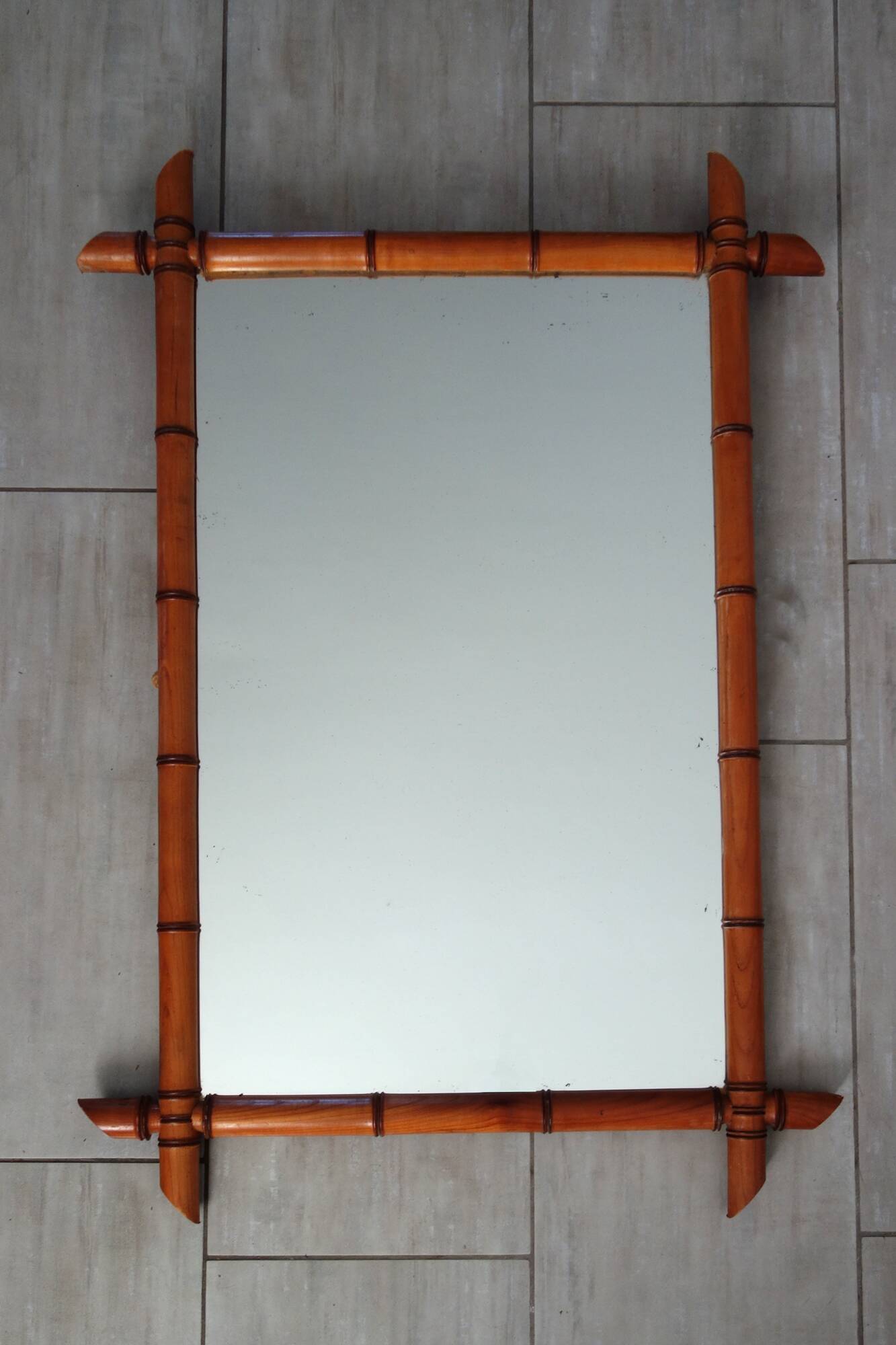 Large vintage bamboo mirror from the 20s