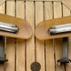 Pair of vintage Arteluce "Jill" yellow wall lights – Italian design