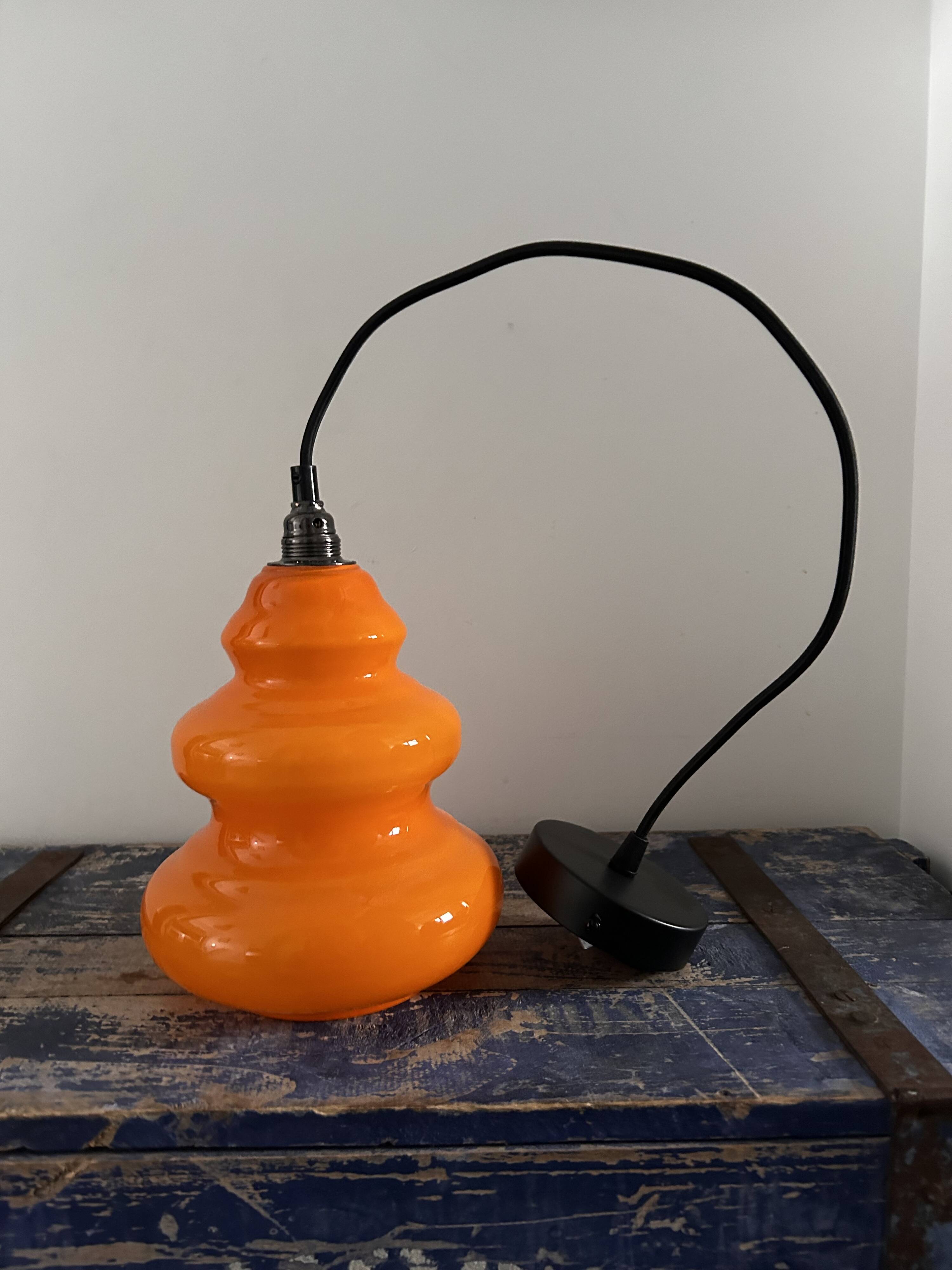 Orange opaline pendant light