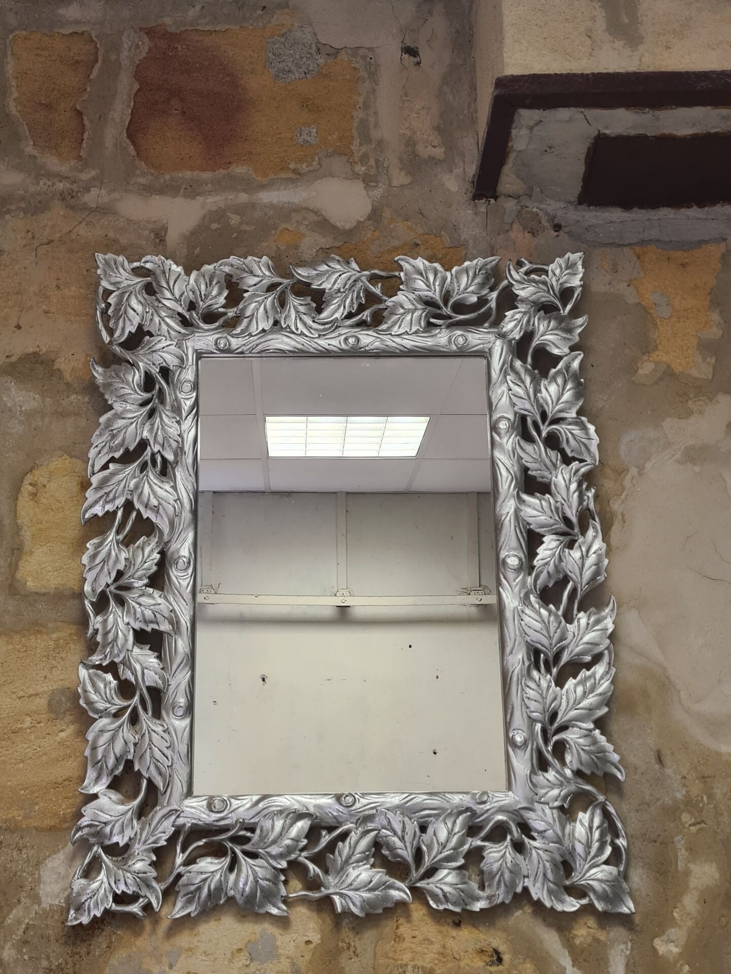 Silver wood mirror