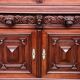 Library and buffet in antique Renaissance style. Beautiful sculptures. Solid oak. France. 19th century.