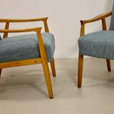 Pair of vintage armchairs in beech year 60