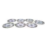 Set of 6 plates plus 1 in English porcelain, early 20th century