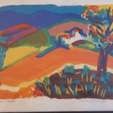 Lithograph Pierre Ambrogiani Landscape of Provence