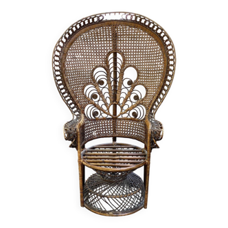 Fauteuil Emmanuelle paon en rotin et osier
