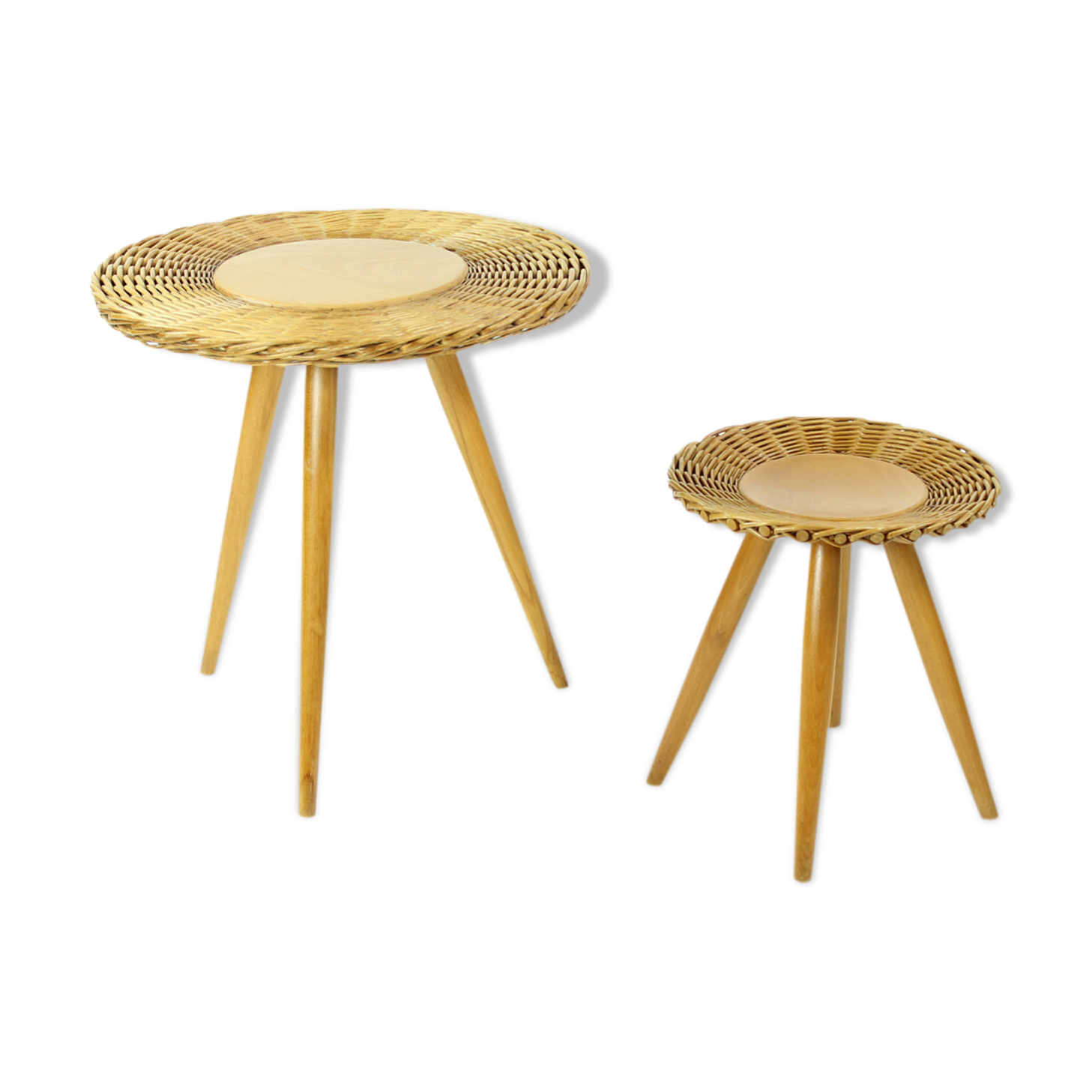 Rattan coffee table by Uluv, Czechoslovakia, circa 1960