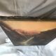 Ancient oil on canvas painting North American waterfall landscape