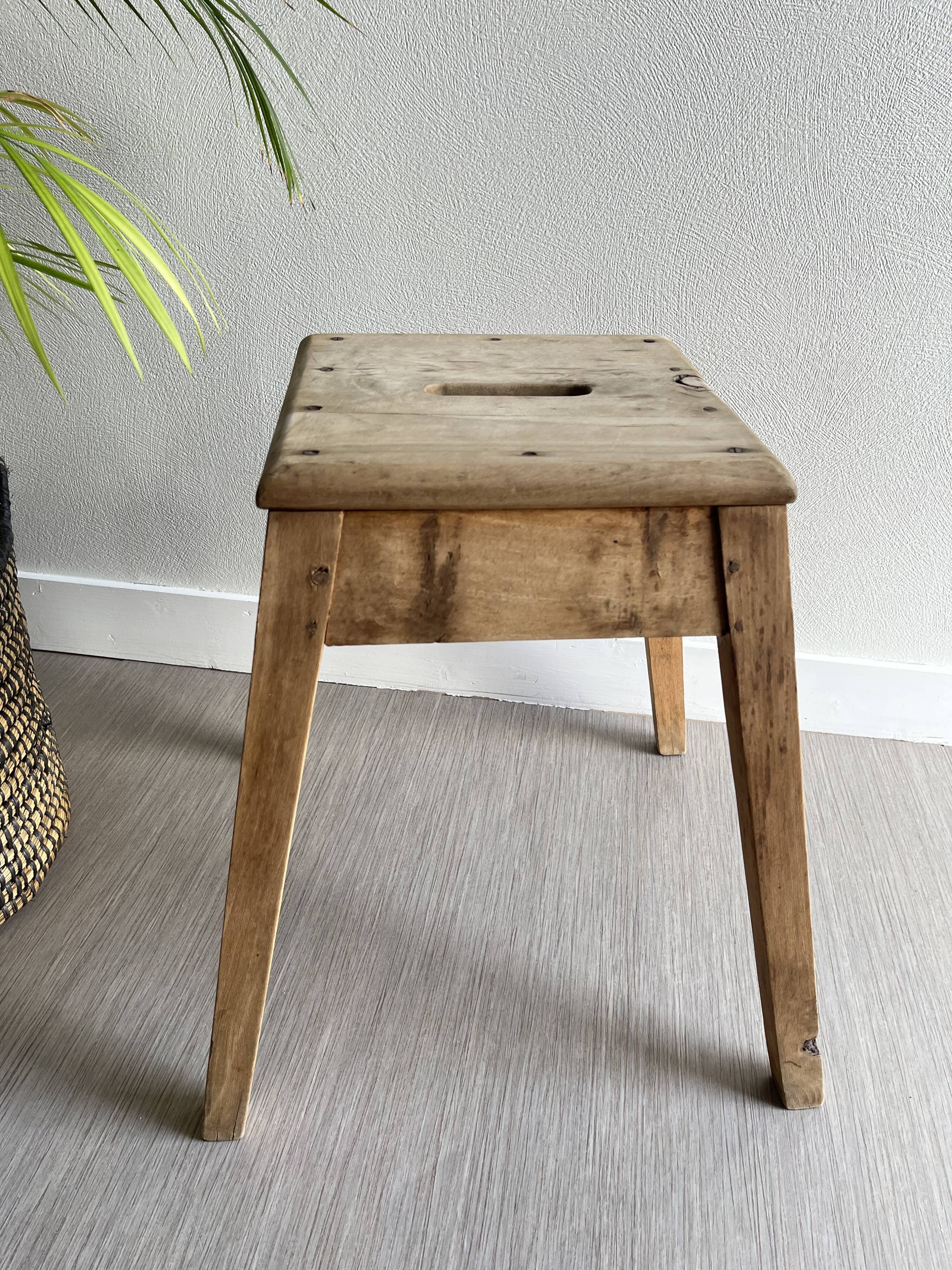 Old wooden workshop stool