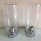 Pair of vintage 1970s-80s glass and chrome wall lights with teardrop shapes