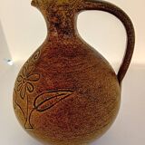 Pichet accolay marron motif fleurs