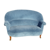 Canapé vintage bleu 2 places en velours