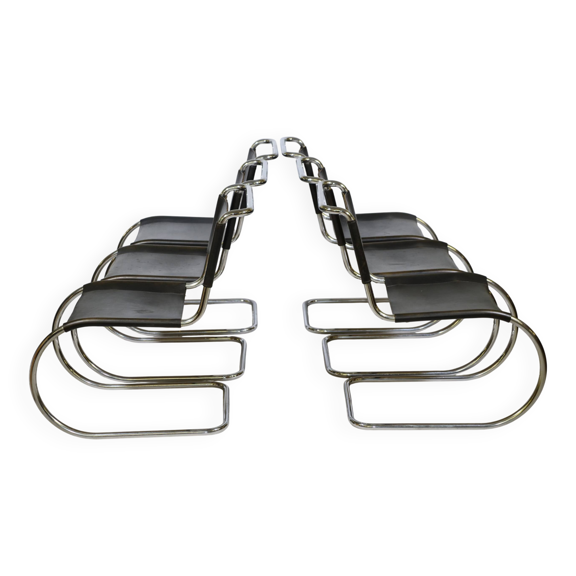 Bauhaus Cantilever Chairs by Mies van der Rohe for Thonet, Set of 6, 1970s