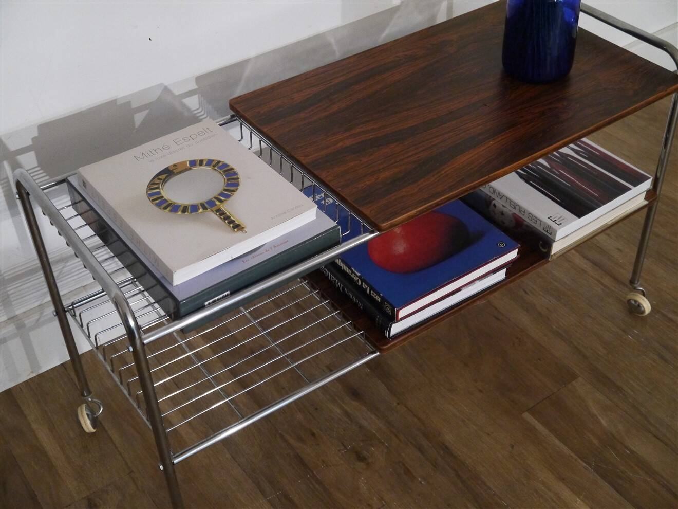 Rosewood and chrome side table, 1970s