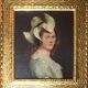 19th Century Portrait of a Lady in a Hat Oil Painting, Framed