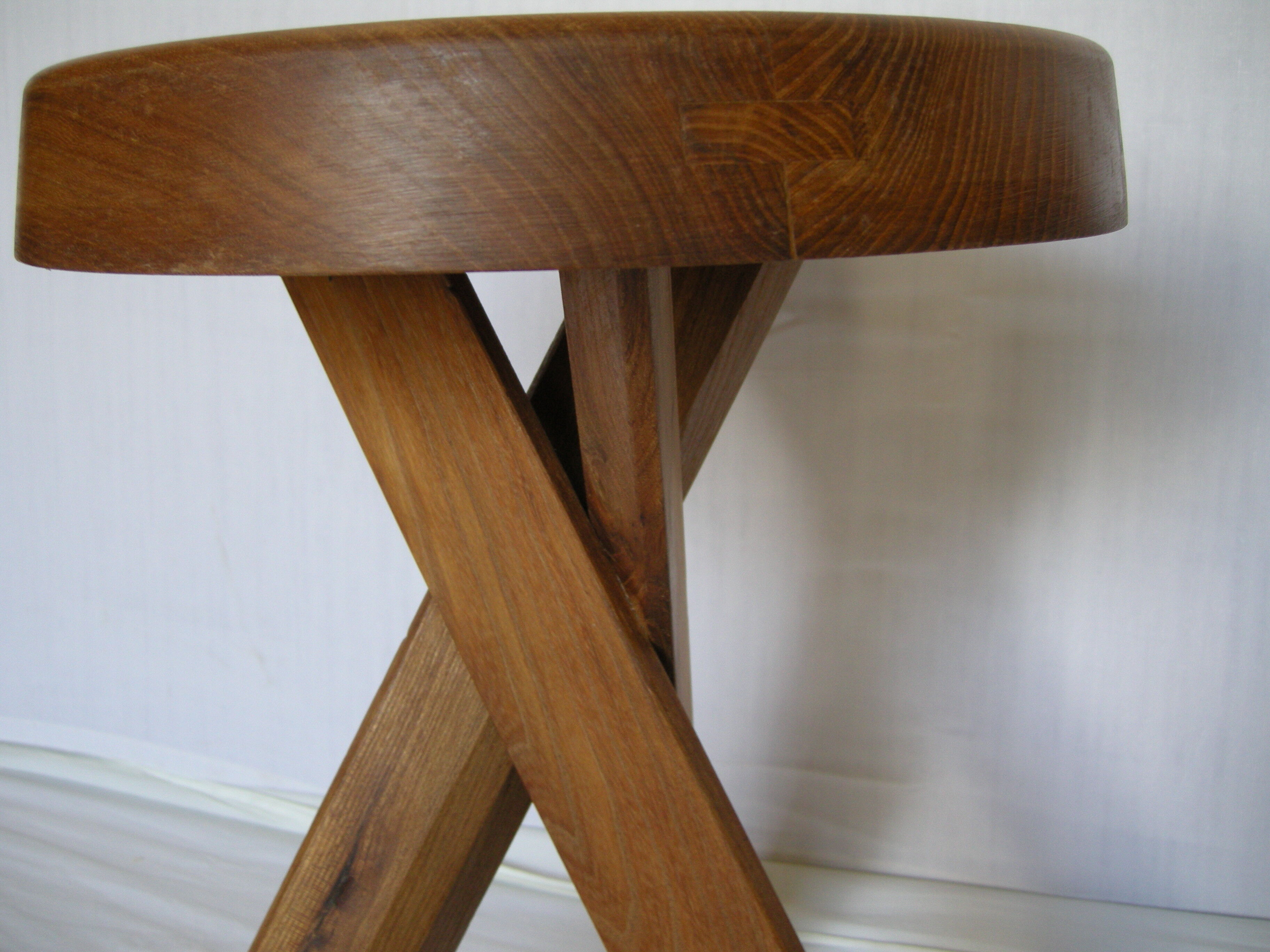 Pair of Pierre Chapo elm stools S31