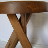 Pair of Pierre Chapo elm stools S31