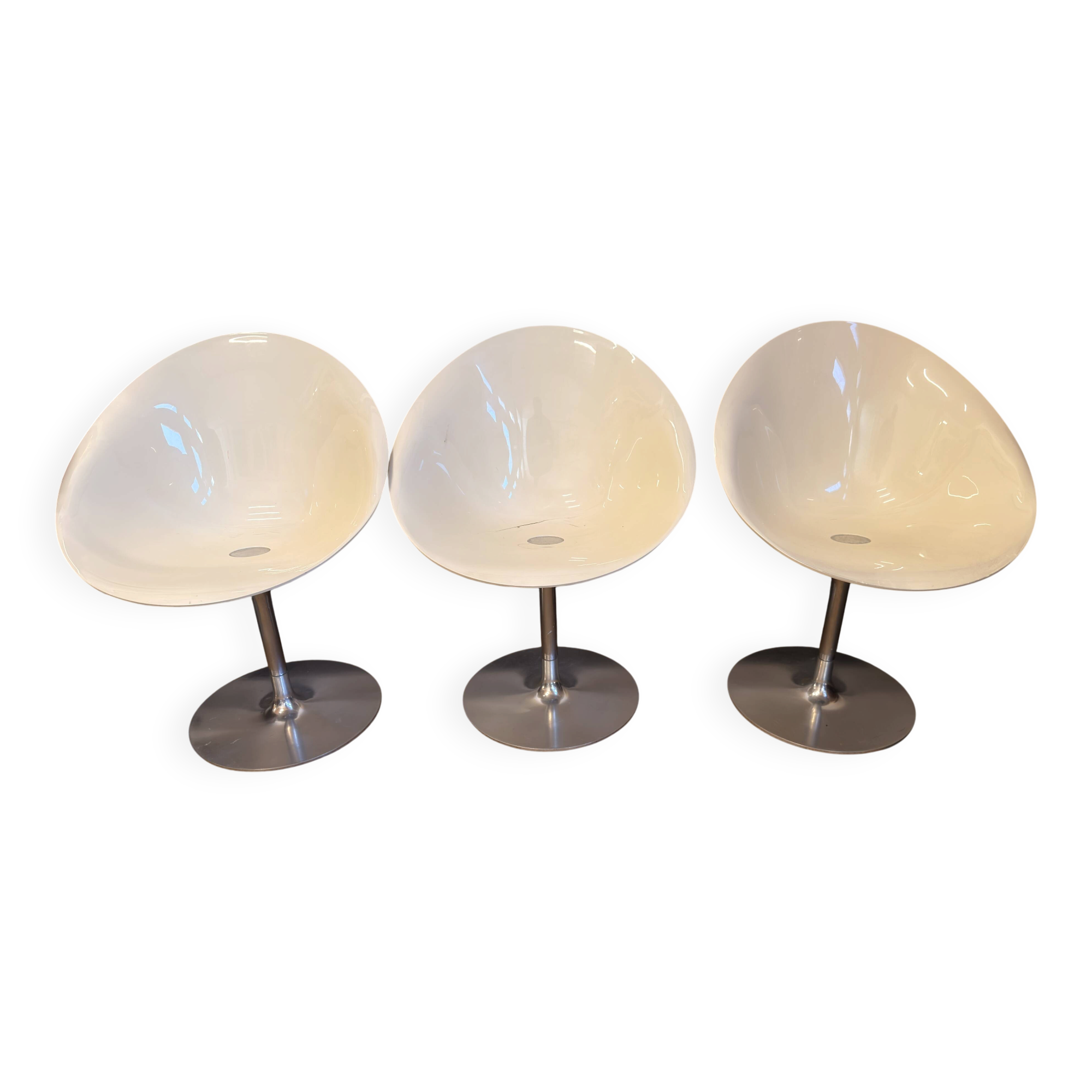Set of 3 Eros armchairs by Philippe Starck for Kartell – White