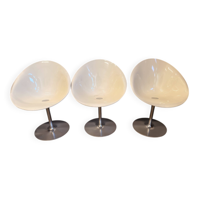 Suite de 3 fauteuils Eros par Philippe Starck pour Kartell – Blanc