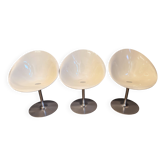 Set of 3 Eros armchairs by Philippe Starck for Kartell – White
