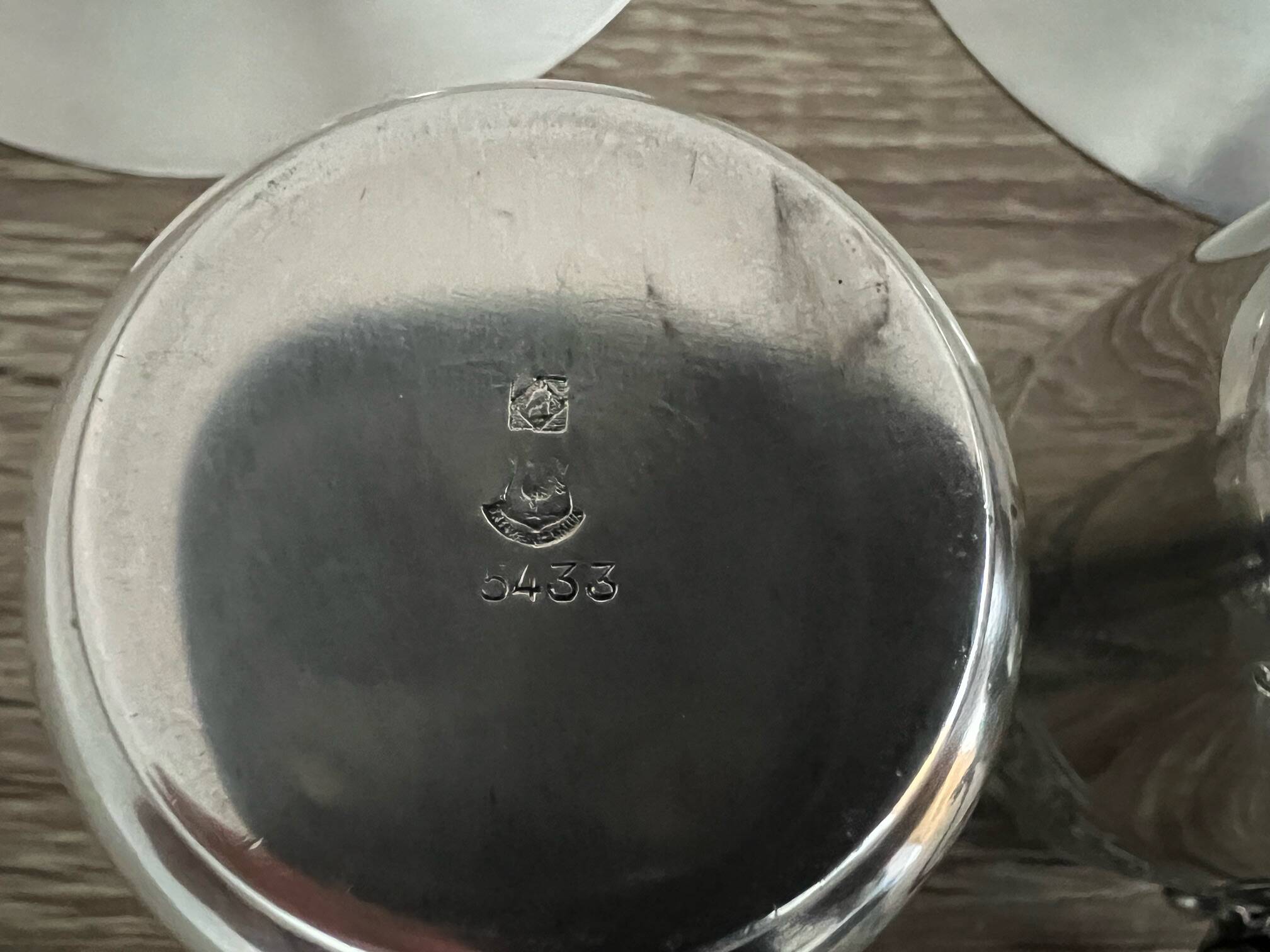 2 Gallia silver-plated cups and saucers with rooster and goat's head hallmarks, numbered