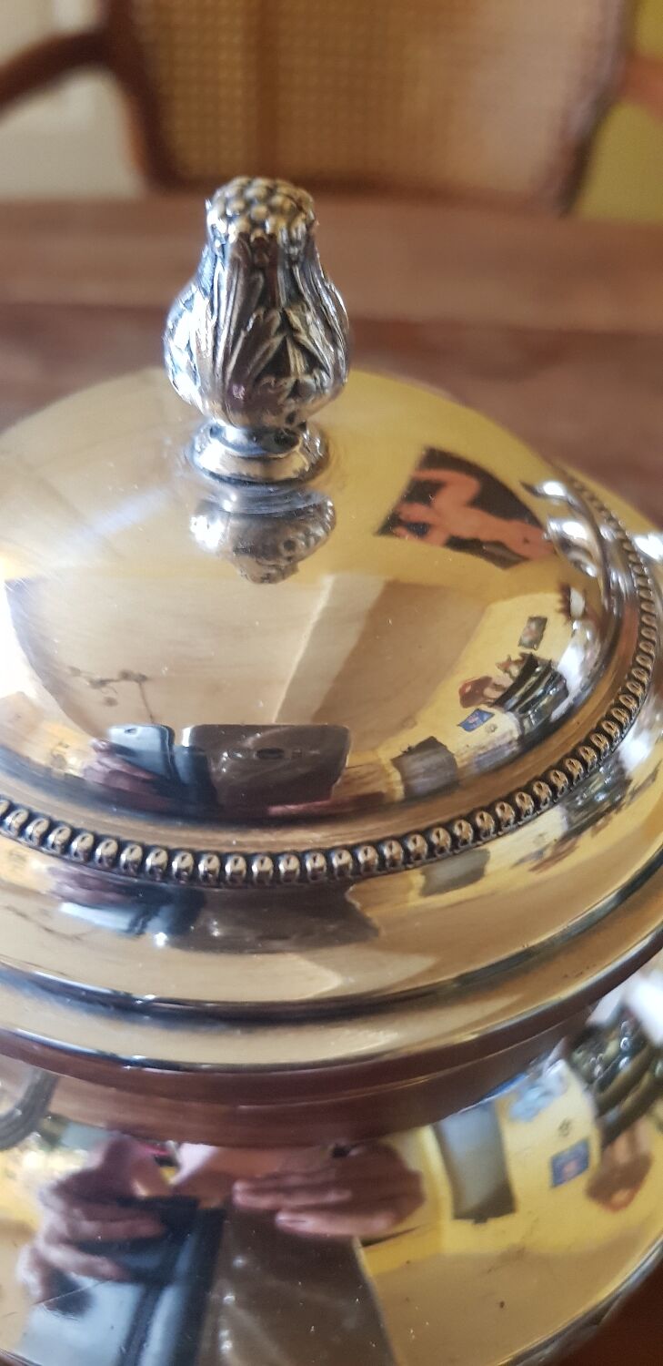 19th century teapot and sugar bowl. Silver metal hallmark.