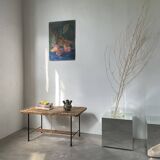 Woven wicker and metal coffee table 1960