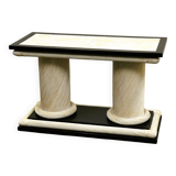1970s Howard Dilday Organic Rattan Console Table with Black Lacquer Border.