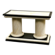 1970s Howard Dilday Organic Rattan Console Table with Black Lacquer Border.