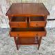 Antique Nightstand Entry Table Cherry Wood 3 Drawers Vintage #D995