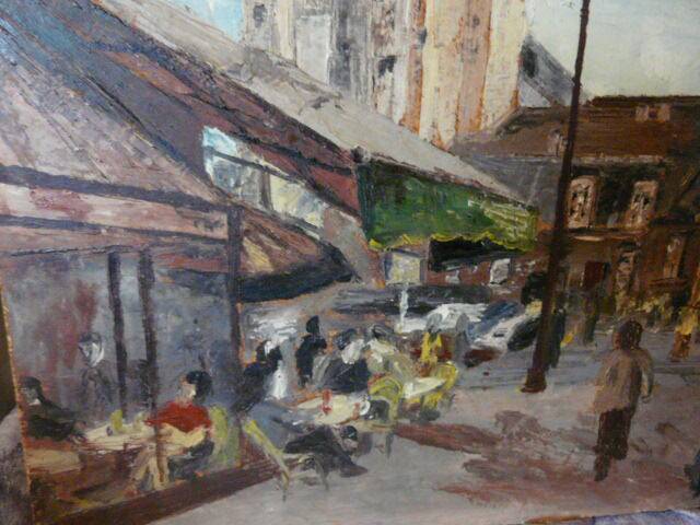 oil on canvas Paris Saint Germain des Prés the 2 Magots