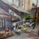 oil on canvas Paris Saint Germain des Prés the 2 Magots