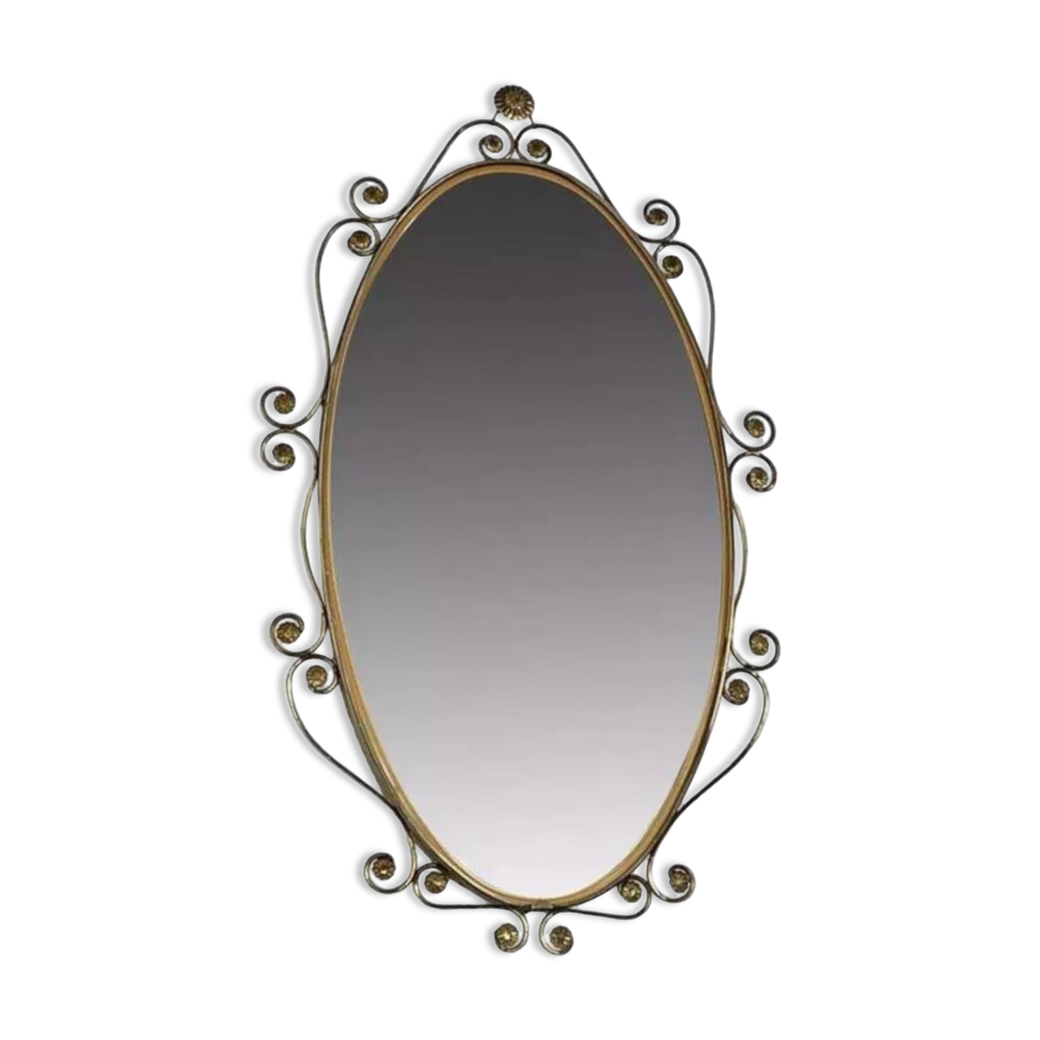 50s oval brass mirror