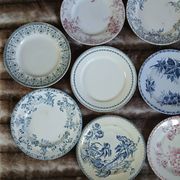 20 mismatched antique flat plates in ironstone