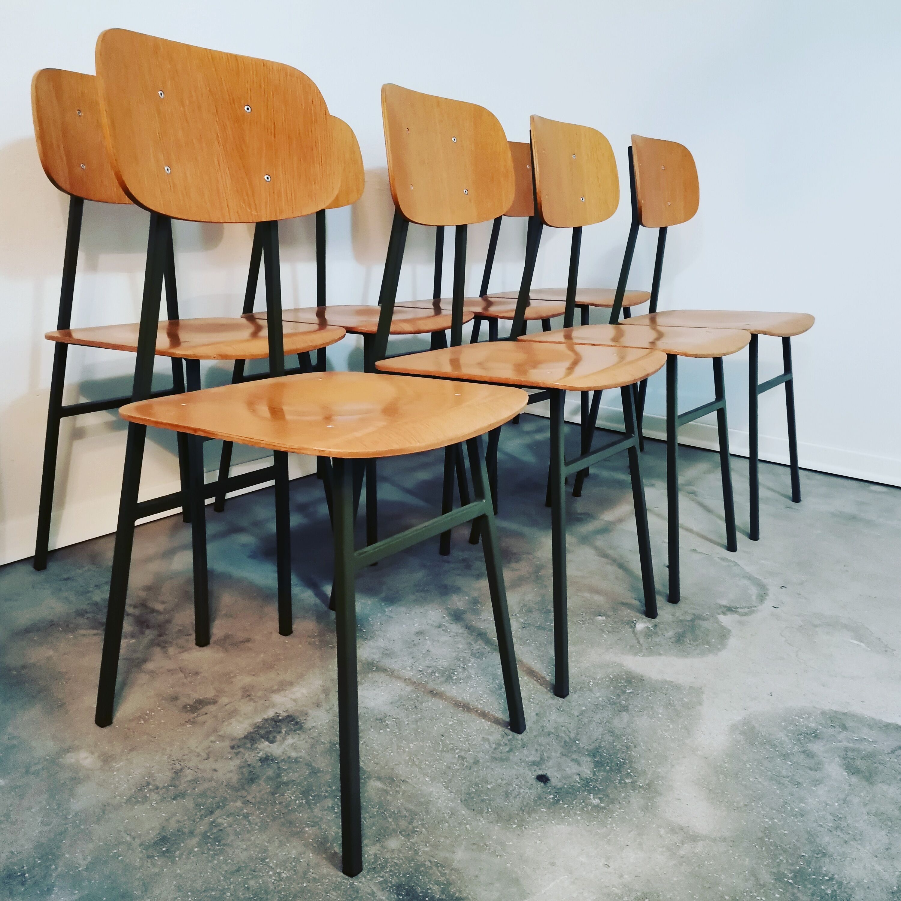 Vintage chairs, 1970s, green frame