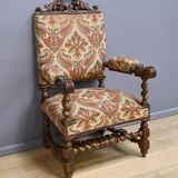 Ornamental armchair in oak, Louis XIII style – Early 20th century