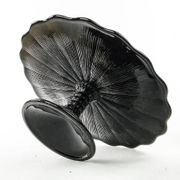 Mid-century modern cake stand, black glass, Ząbkowice, Poland, 1970s