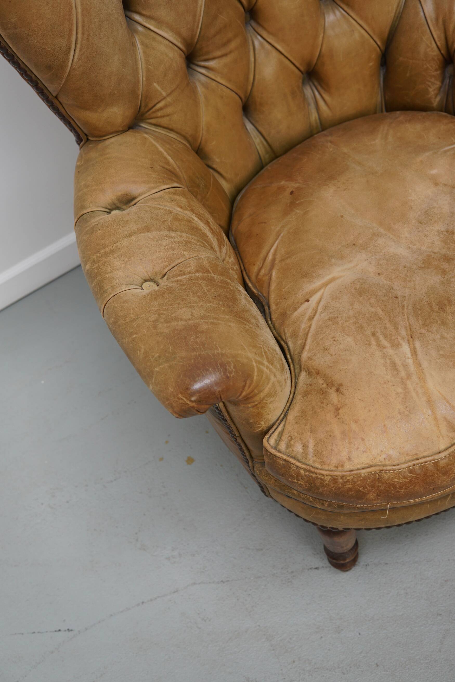 Vintage Dutch Club Chair in Cognac Colored Leather