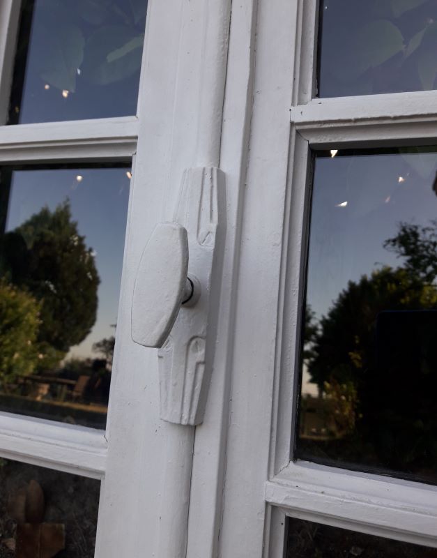 Oak window H96,8xL80,5cm old small tiles